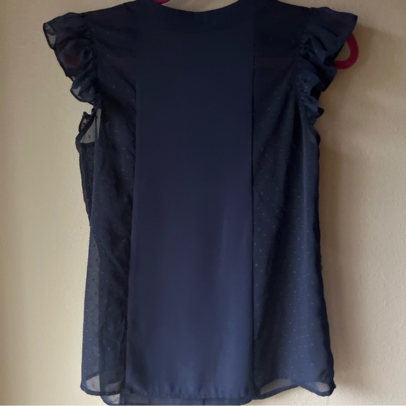 Stella & Dot Maette Women’s Size S Navy Semi Sheer Short Sleeve Blouse - Picture 7 of 10